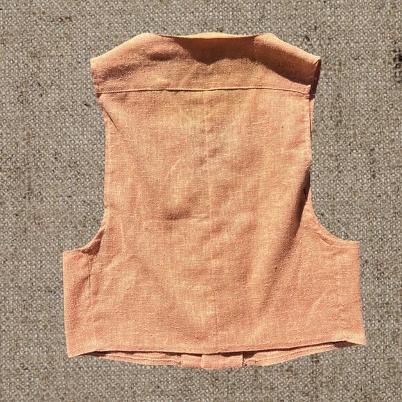 Vintage 1970s camel brown sleeveless vest buttons, light academia preppy - Picture 2 of 8